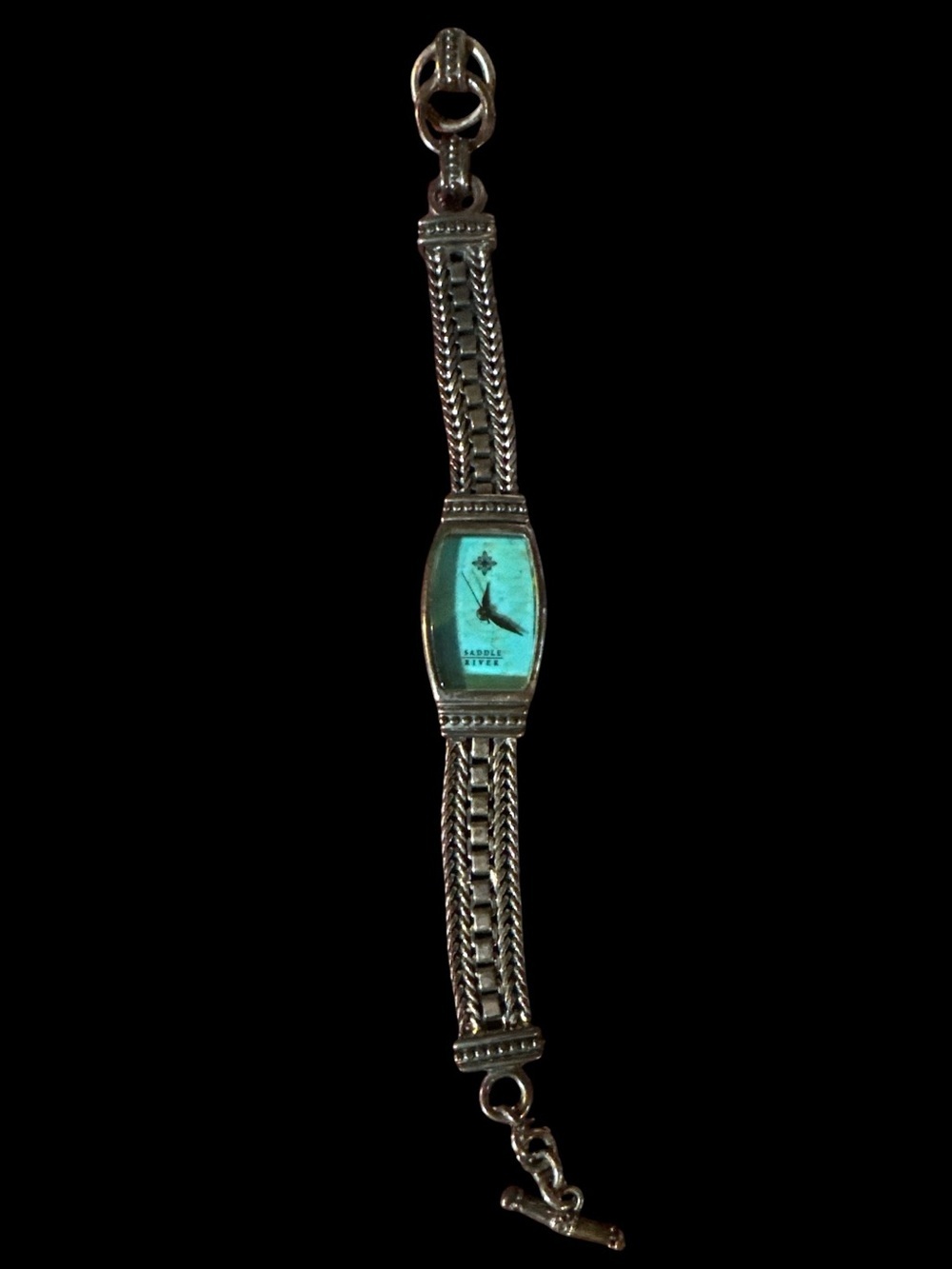 Turquoise Dial Silver Tone Bracelet Watch Needs Battery Saddle River Brand